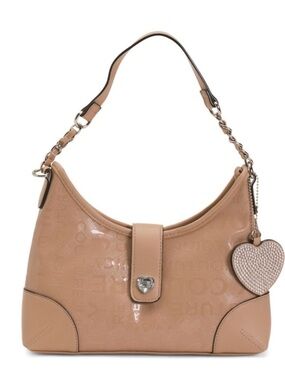 Juicy Couture Taupe Patent Shoulder Bag with Heart Charm